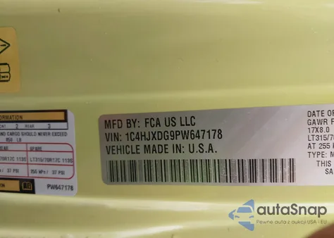 2023 Jeep Wrangler 4-Door High Tide 4X4 from USA, damaged, VIN 1C4HJXDG9PW647178